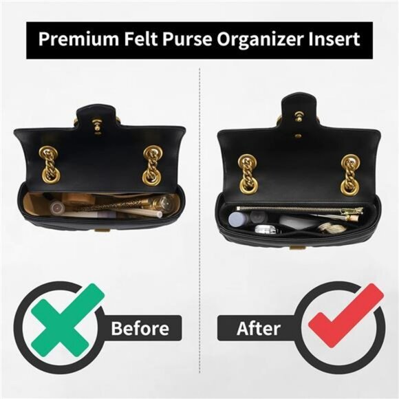 Felt Purse Organizer Insert Mini Bag Liner with Pockets Handbag Tote Divider - Picture 4 of 7